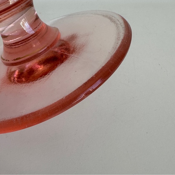 Vintage Pink Glass Footed Compote Candy Dish Gold Trim Tiffin Rambler Rose - Picture 14 of 14